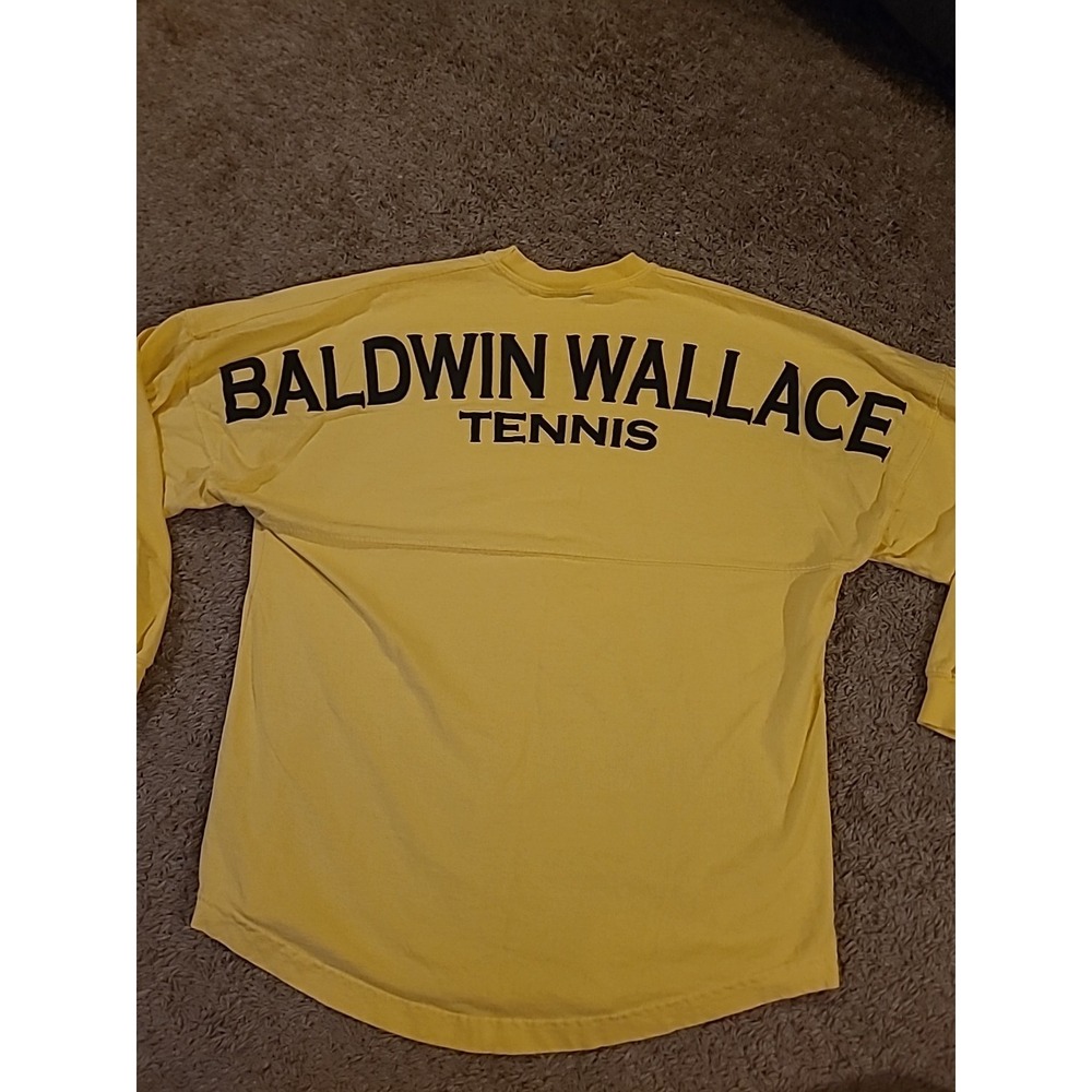 Baldwin Wallace Tennis Spirit Long Sleeve Tshirt Small, Yellow Unisex